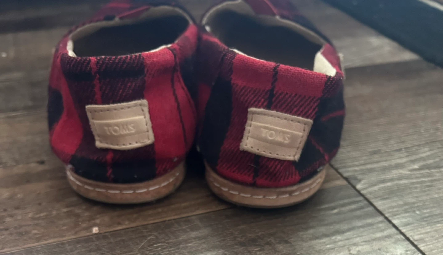 TOMS Women's Plaid Slip-On Shoes - Red/Black - photo 2