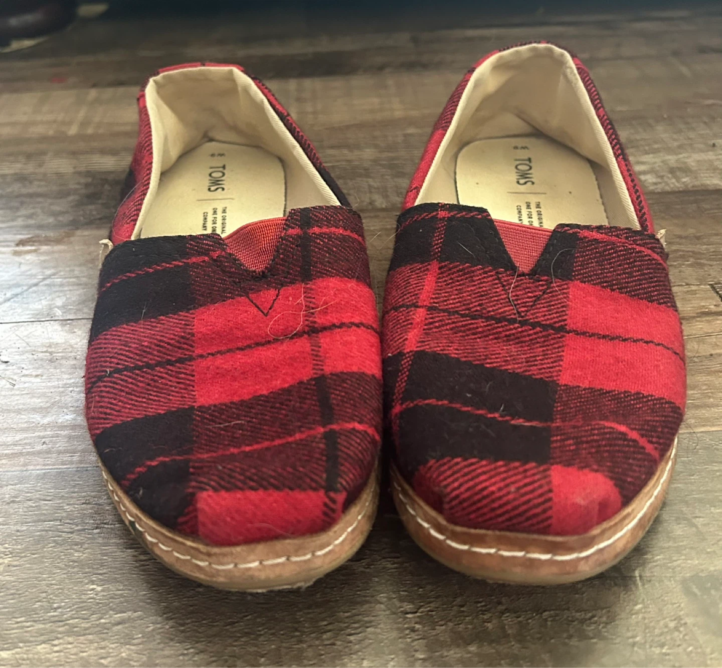 TOMS Women's Plaid Slip-On Shoes - Red/Black - photo 3