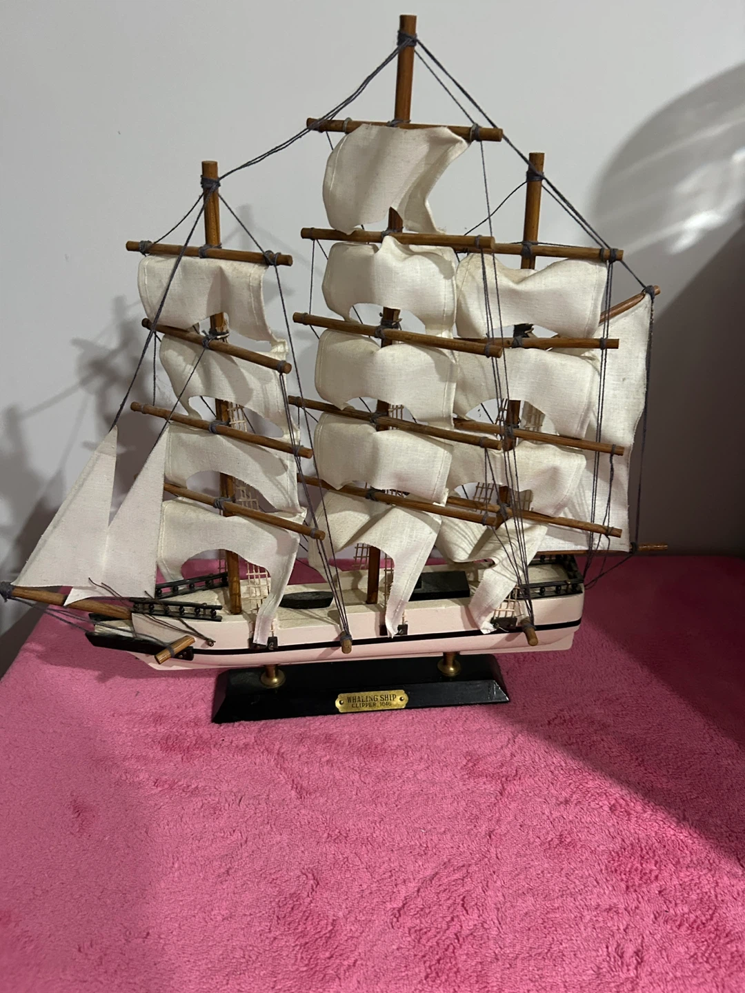 Vintage "Whaling Ship Clipper 1846" Wooden Model Ship