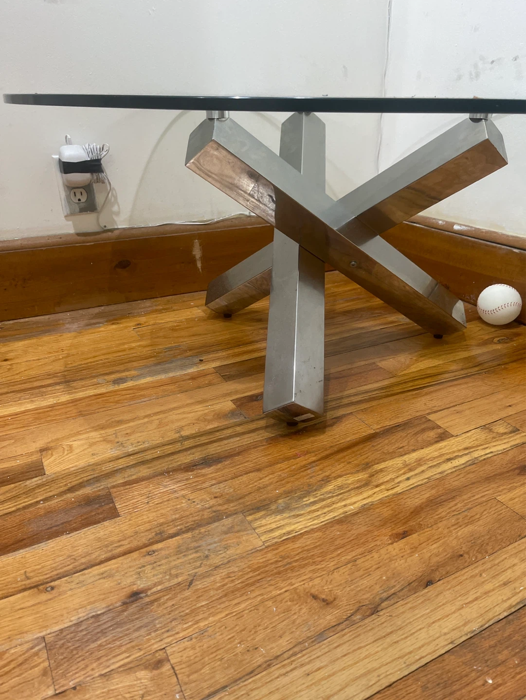 Oval Glass Coffee Table with Metal Base - photo 5