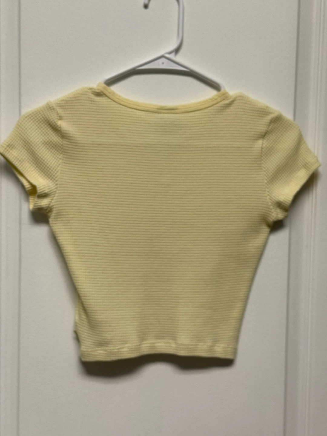 Tna Yellow Waffle Knit Cropped Shirt Size XS - photo 2