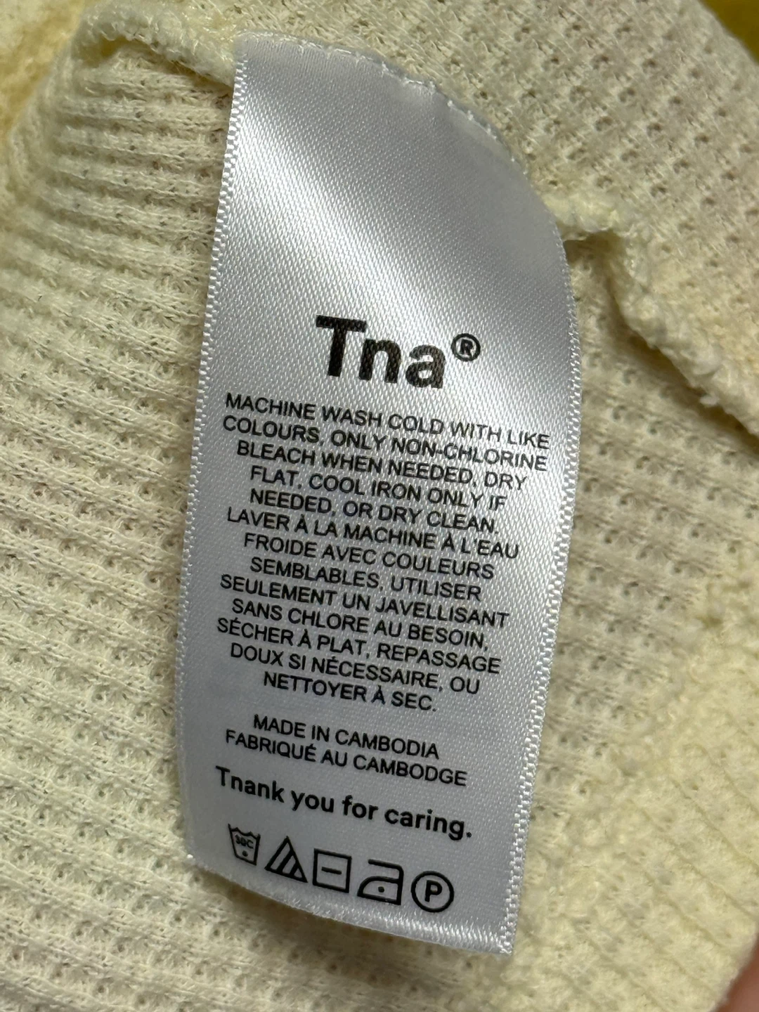 Tna Yellow Waffle Knit Cropped Shirt Size XS - photo 5