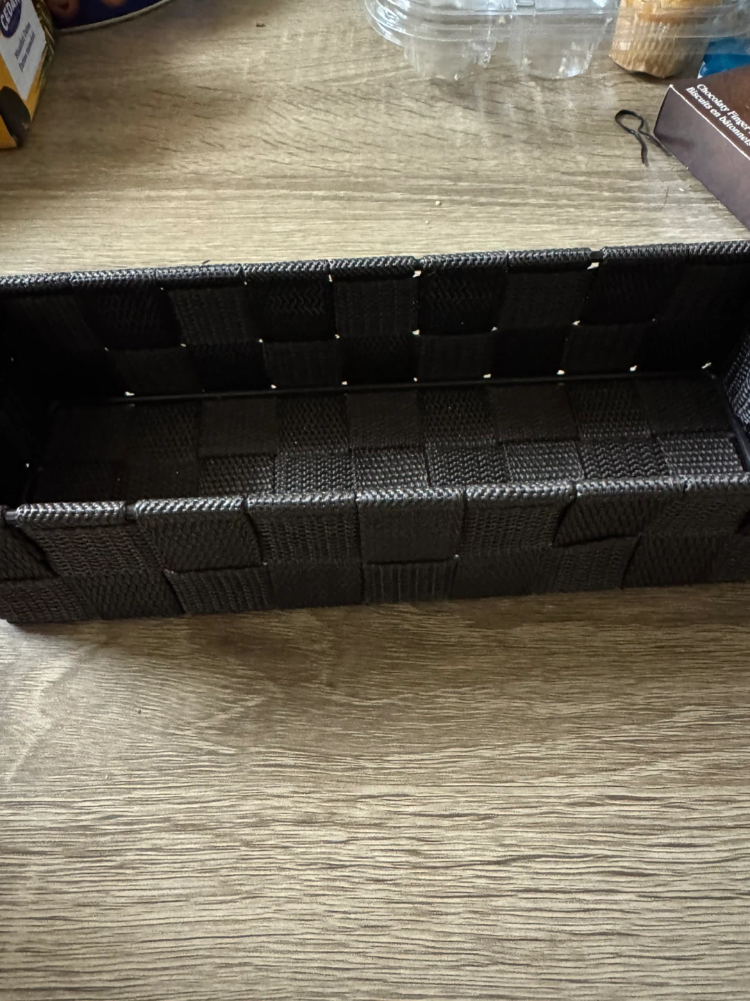 Black Woven Rectangular Storage Basket