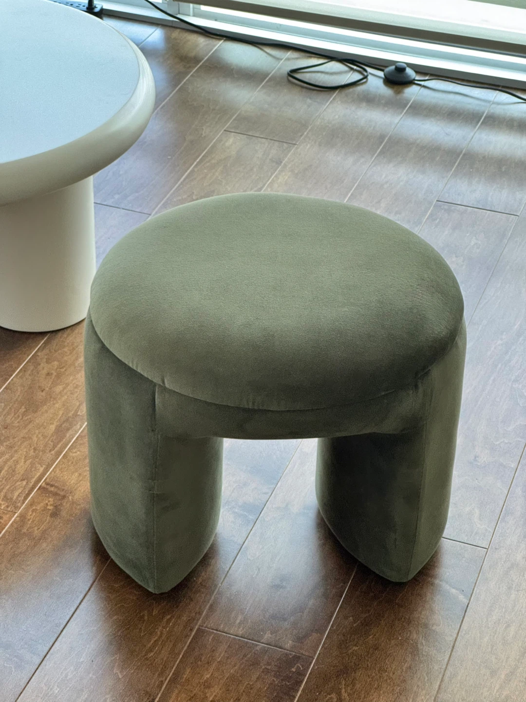 Modern Velvet Accent Stool / Ottoman – Sage Green