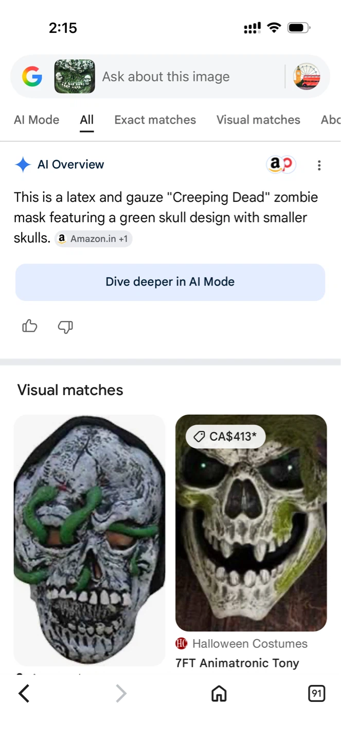 Creeping Dead Zombie Skull Halloween Mask - photo 3