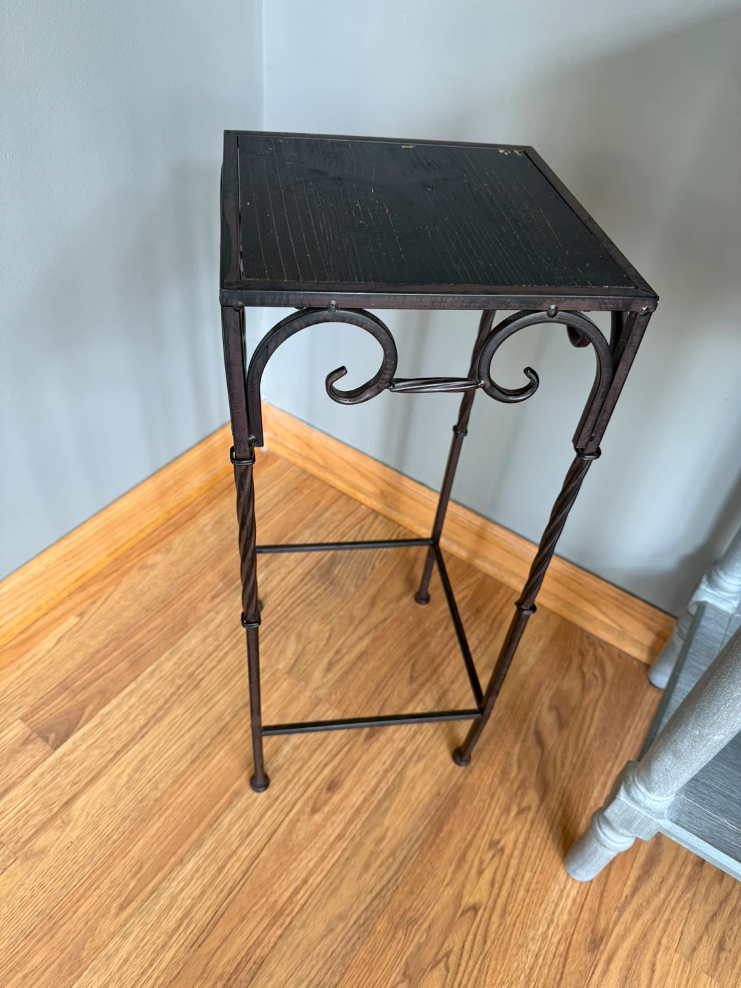 Wrought Iron & Wood Plant Stand
