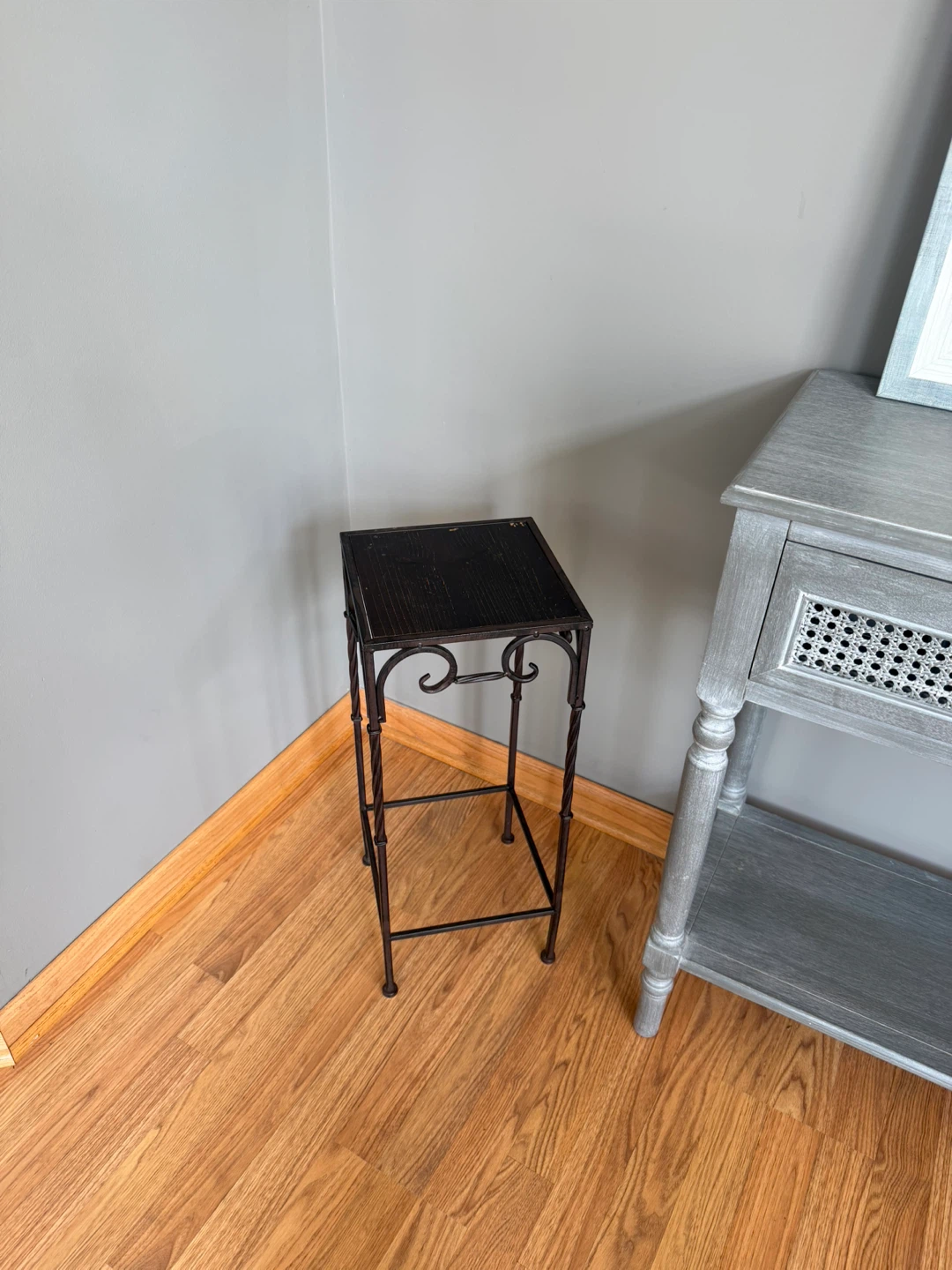 Wrought Iron & Wood Plant Stand - photo 2