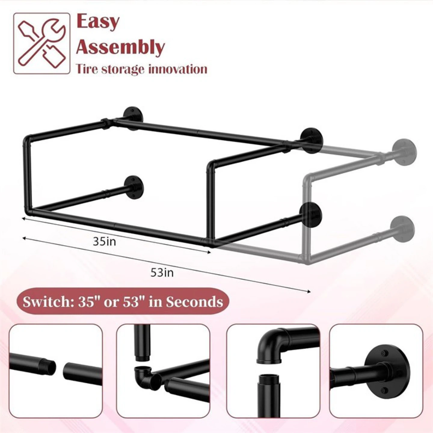 Adjustable Wall Mounted Tire Rack - photo 2