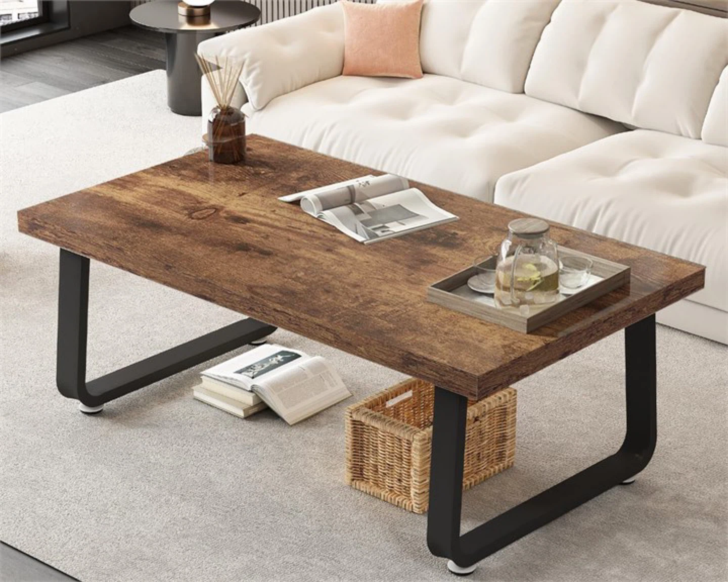 Rustic Wood Coffee Table - 39.37" x 21.65" x 18.31"