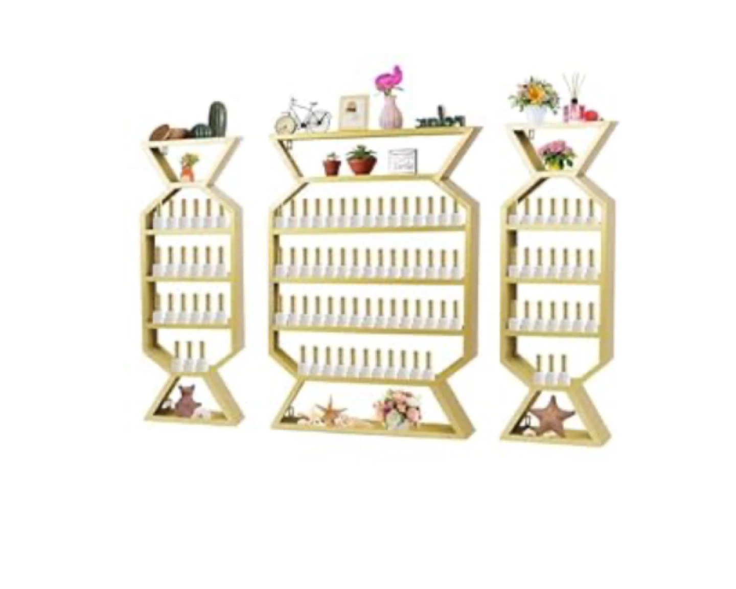 Gold Nail Polish Display Shelf Unit