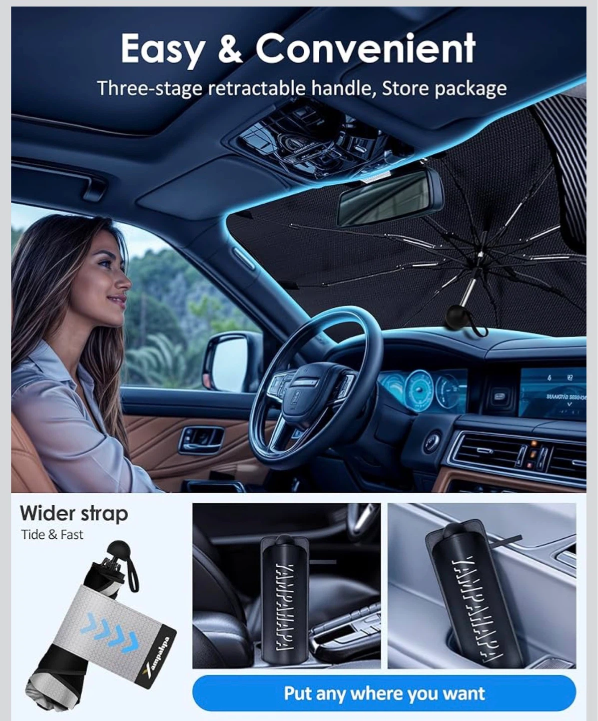 Car Sunshade Umbrella with UPF 100+ UV Blocking - photo 5