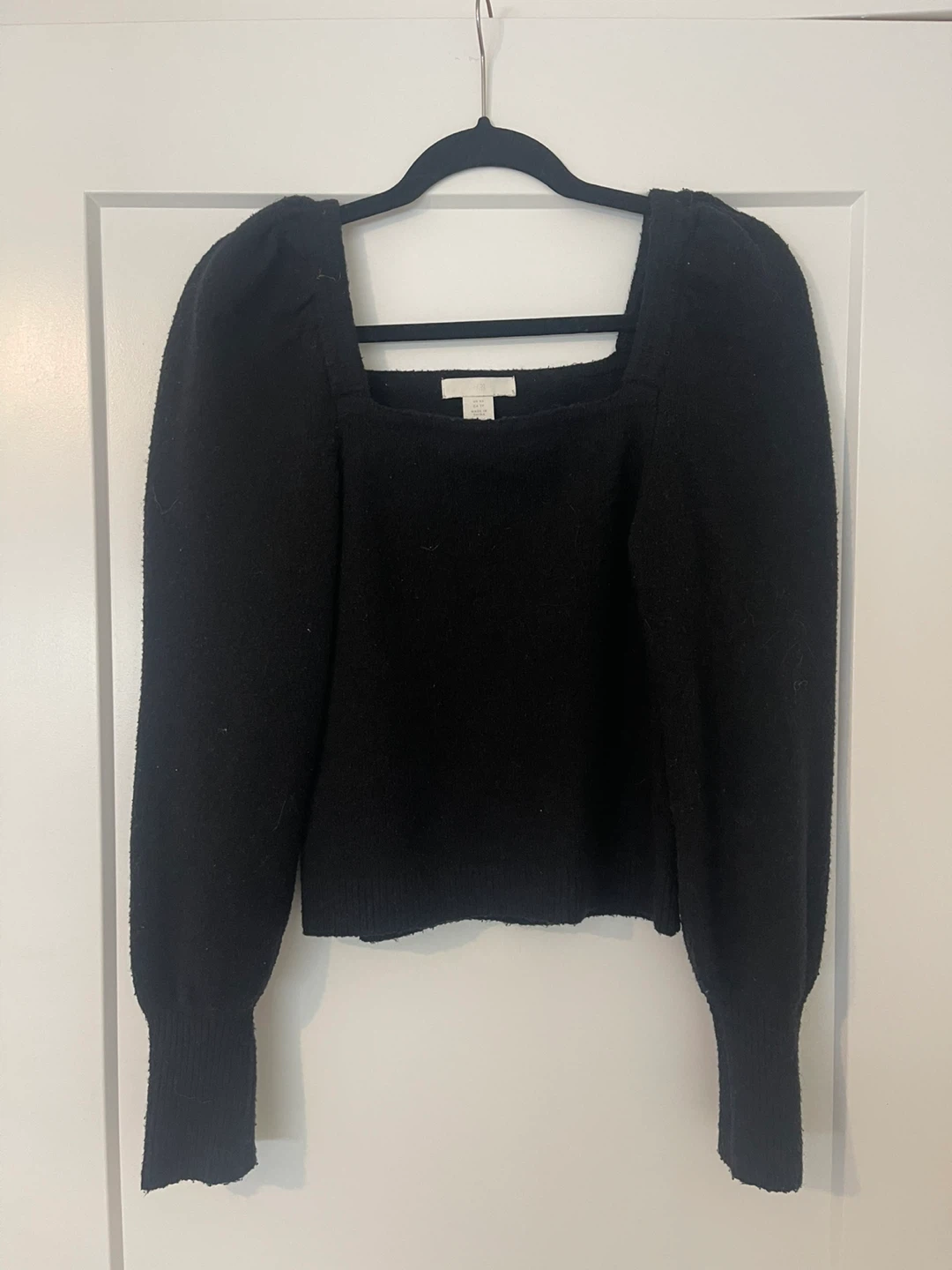 H&M puff sleeve square neck sweater