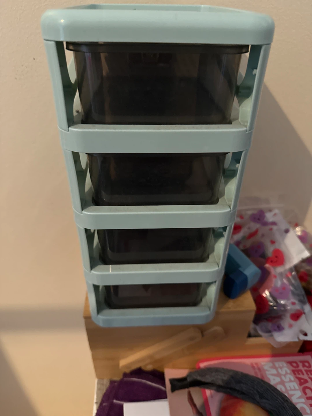 Light Blue 4-Drawer Organizer with Crown Pulls - photo 4