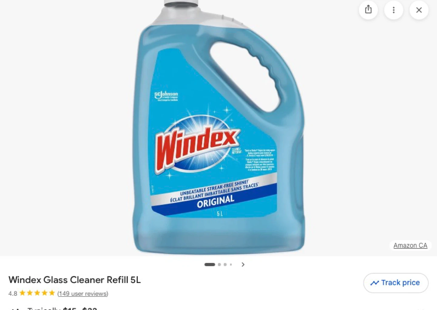 Windex Original Glass Cleaner Refill 5L