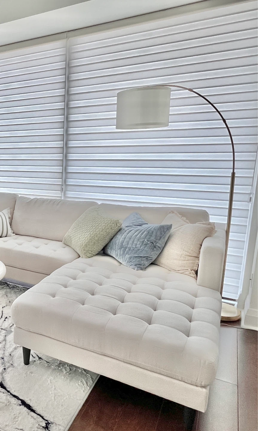 Modern Gold Arc Floor Lamp – Adjustable Hanging Shade - photo 2
