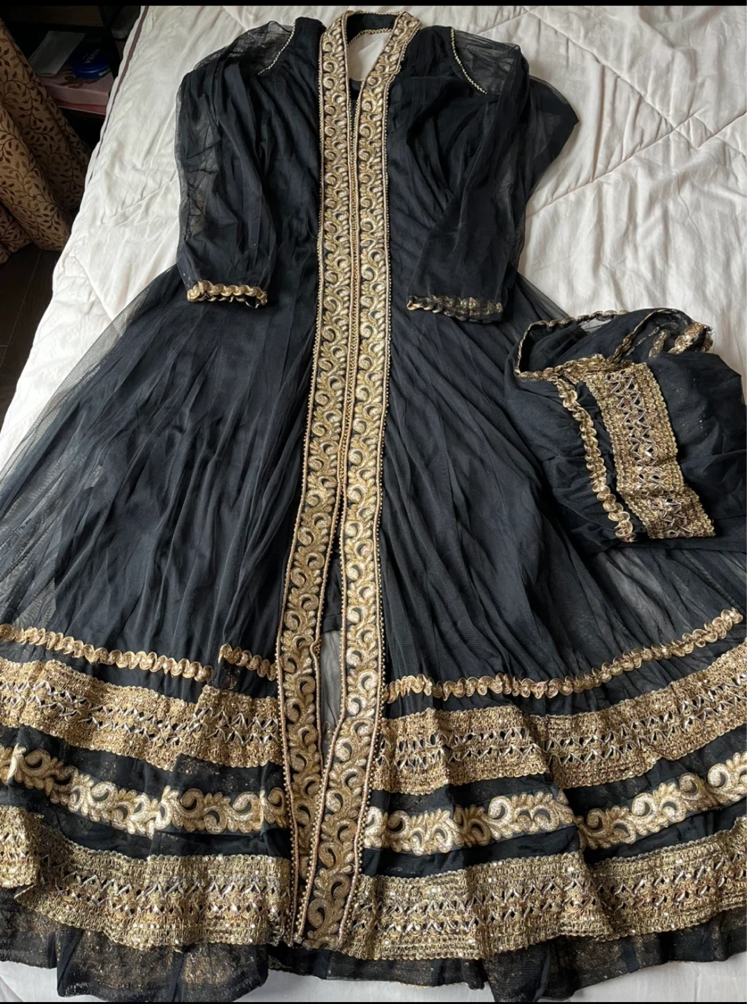 Black Embroidered Anarkali Dress