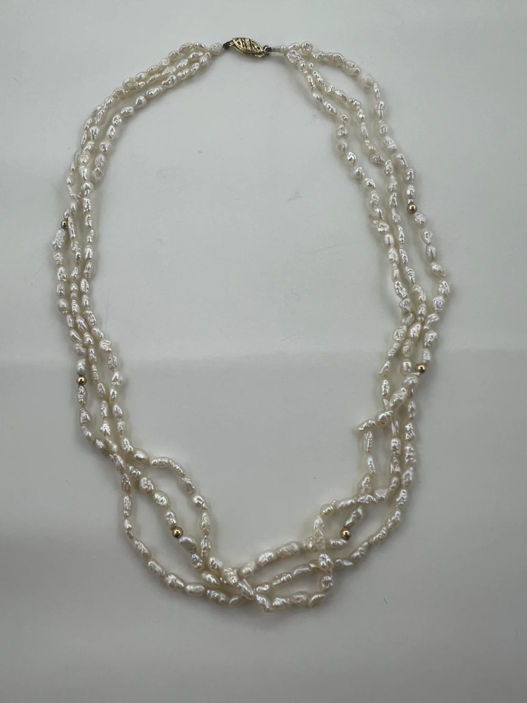 Vintage 14K Gold Multi-Strand Pearl Necklace - photo 2