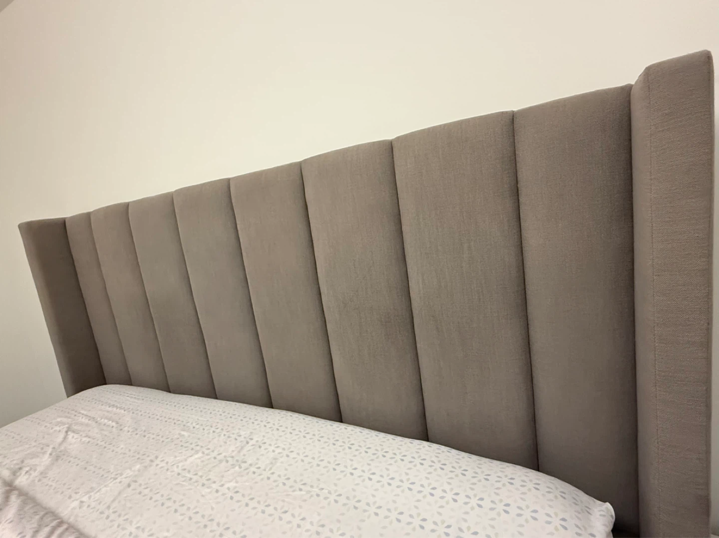 Grey Upholstered King Bed Frame with Tall Headboard - photo 2