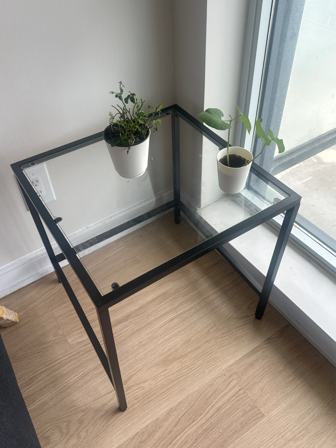 Black Metal and Glass Side Table