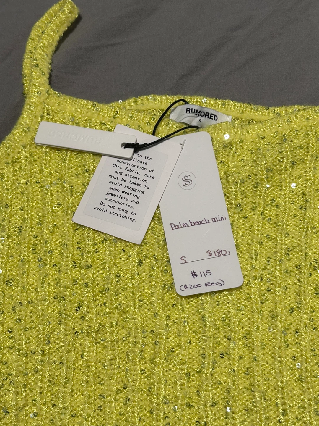 RUMORED Yellow Palm Beach Mini Dress - Size S - photo 2