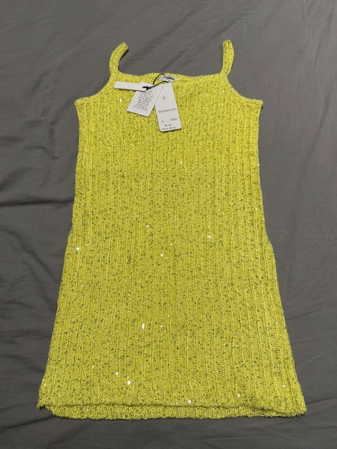 RUMORED Yellow Palm Beach Mini Dress - Size S