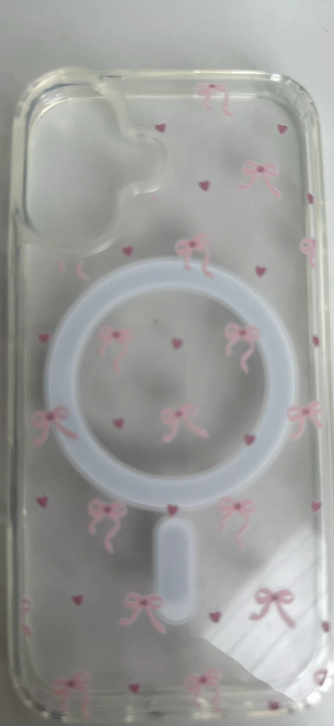 Clear Magnetic Phone Case with Pink Bows and Hearts