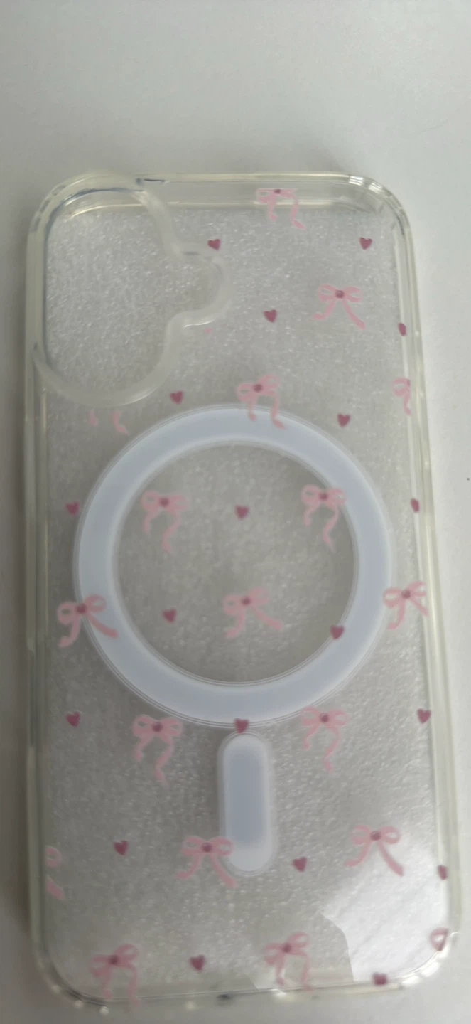 Clear Magnetic Phone Case with Pink Bows and Hearts - photo 2