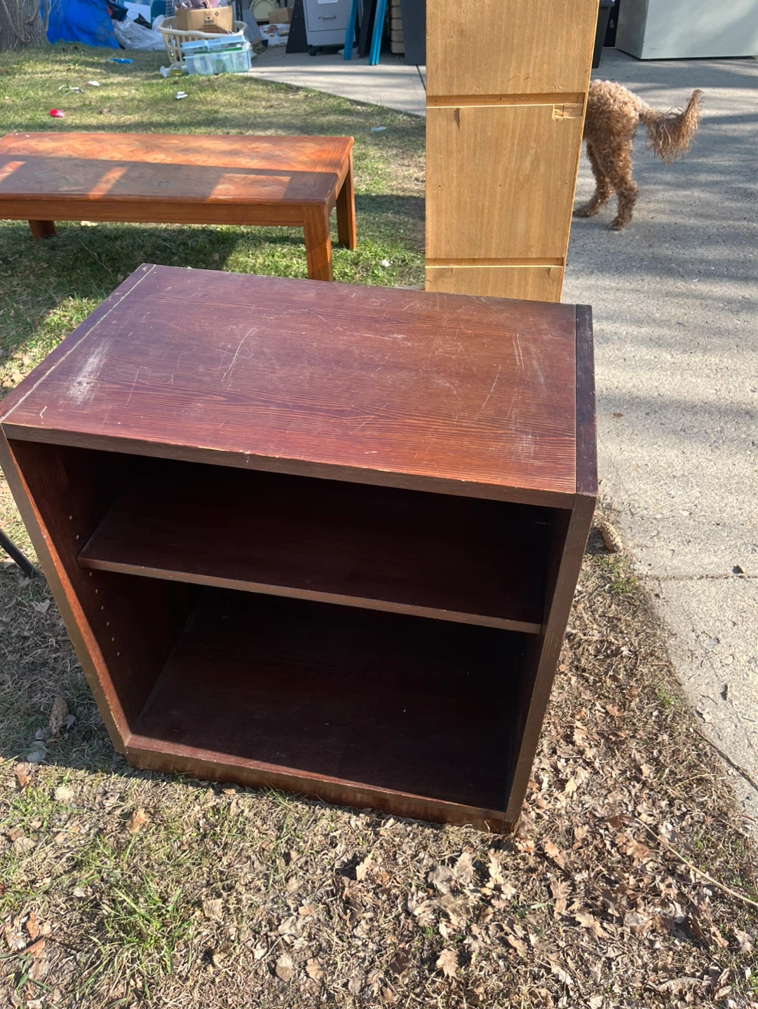 Dark Wood end table (with door can be attached / detached)