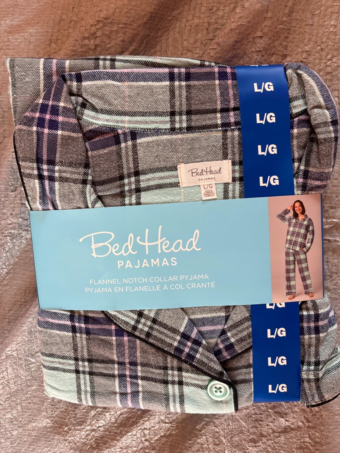 Bed Head Pajamas Flannel Notch Collar Pyjama L/G