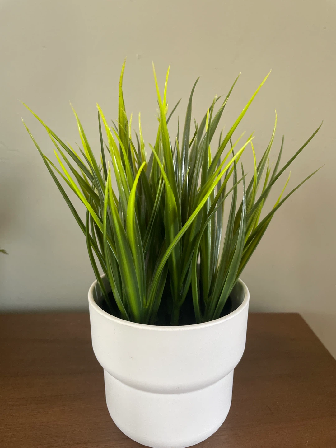 Artificial Grass Plant in White Pot
