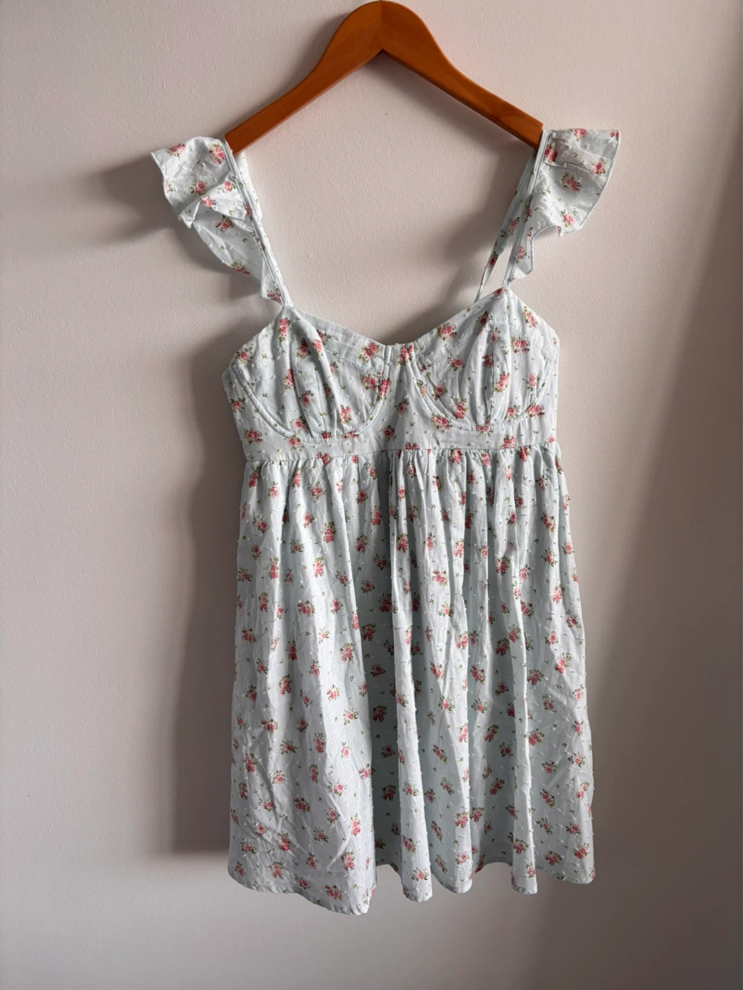 BNWT Thirty Thirty LA Baby Doll Dress - Light Blue Floral Print