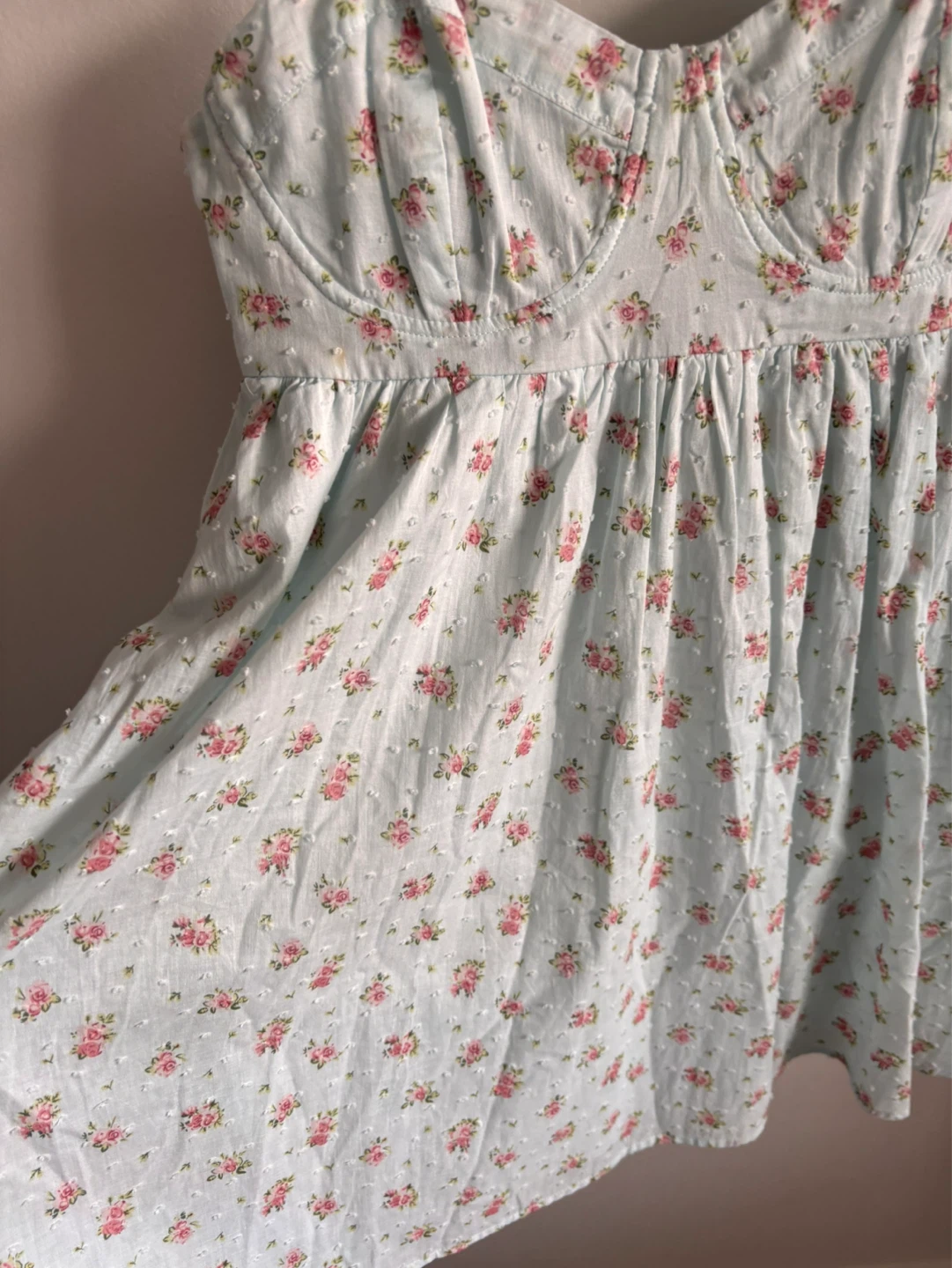BNWT Thirty Thirty LA Baby Doll Dress - Light Blue Floral Print - photo 3