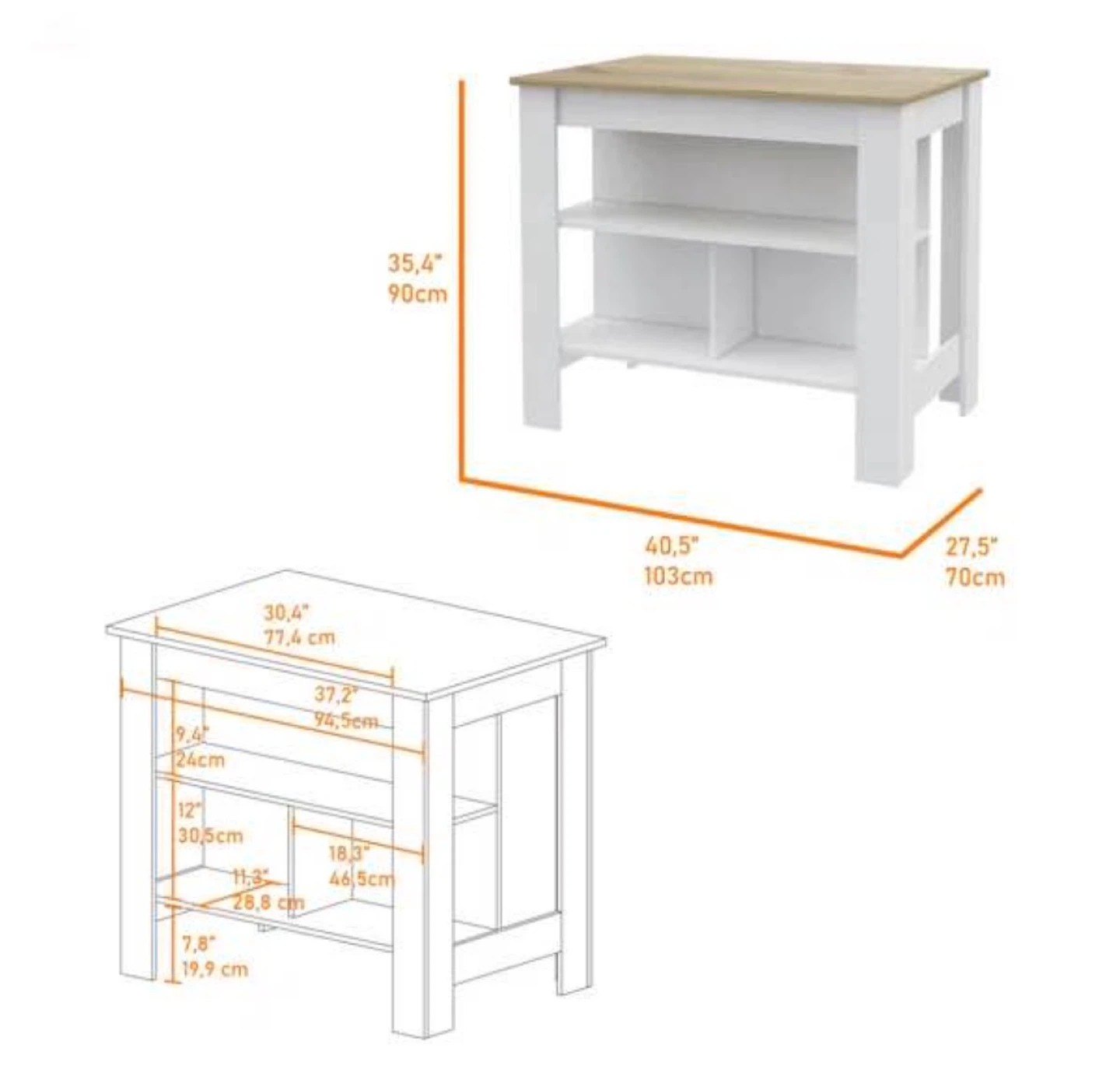 Kitchen Island / Table with Storage Shelves - photo 5