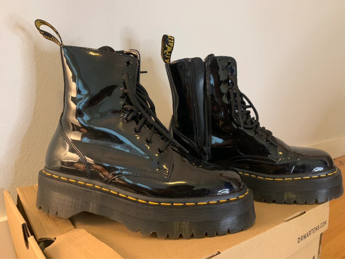 Dr. Martens Black Patent Platform Boots - photo 3