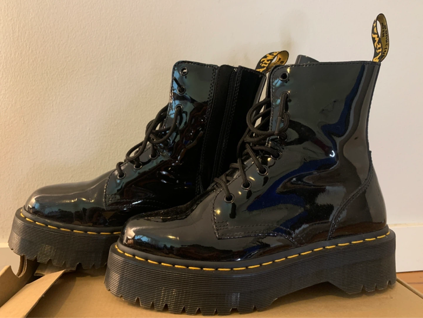 Dr. Martens Black Patent Platform Boots