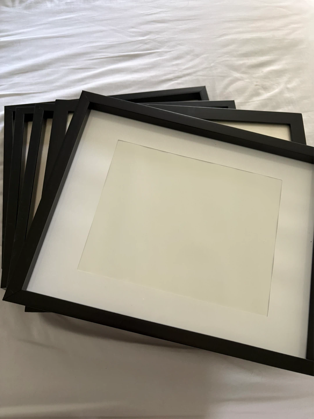 Set of 5 Black Picture Frames with Matting