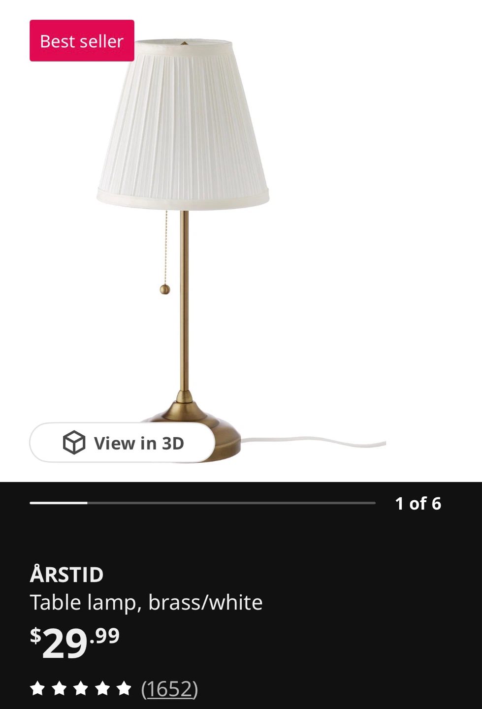 IKEA ÅRSTID Table Lamp, Brass/White - photo 4