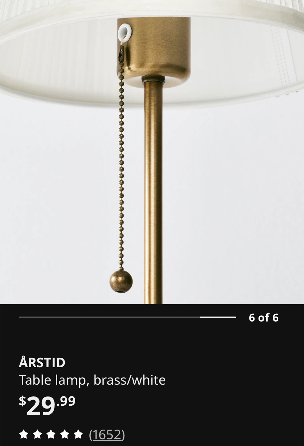 IKEA ÅRSTID Table Lamp, Brass/White - photo 5