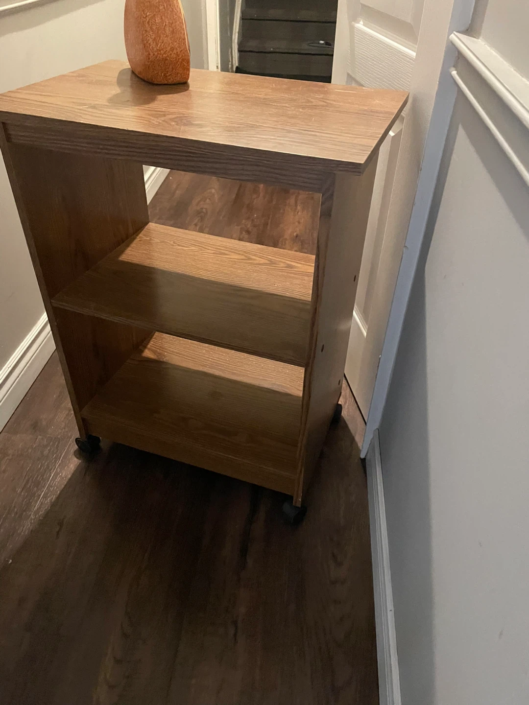 Wooden Two-Shelf Rolling Cart - photo 3