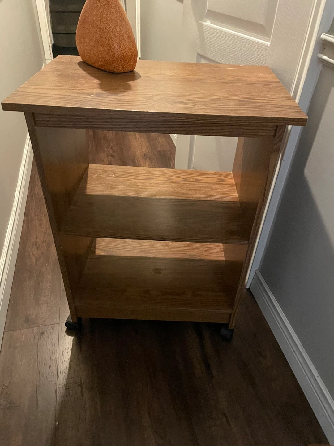 Wooden Two-Shelf Rolling Cart