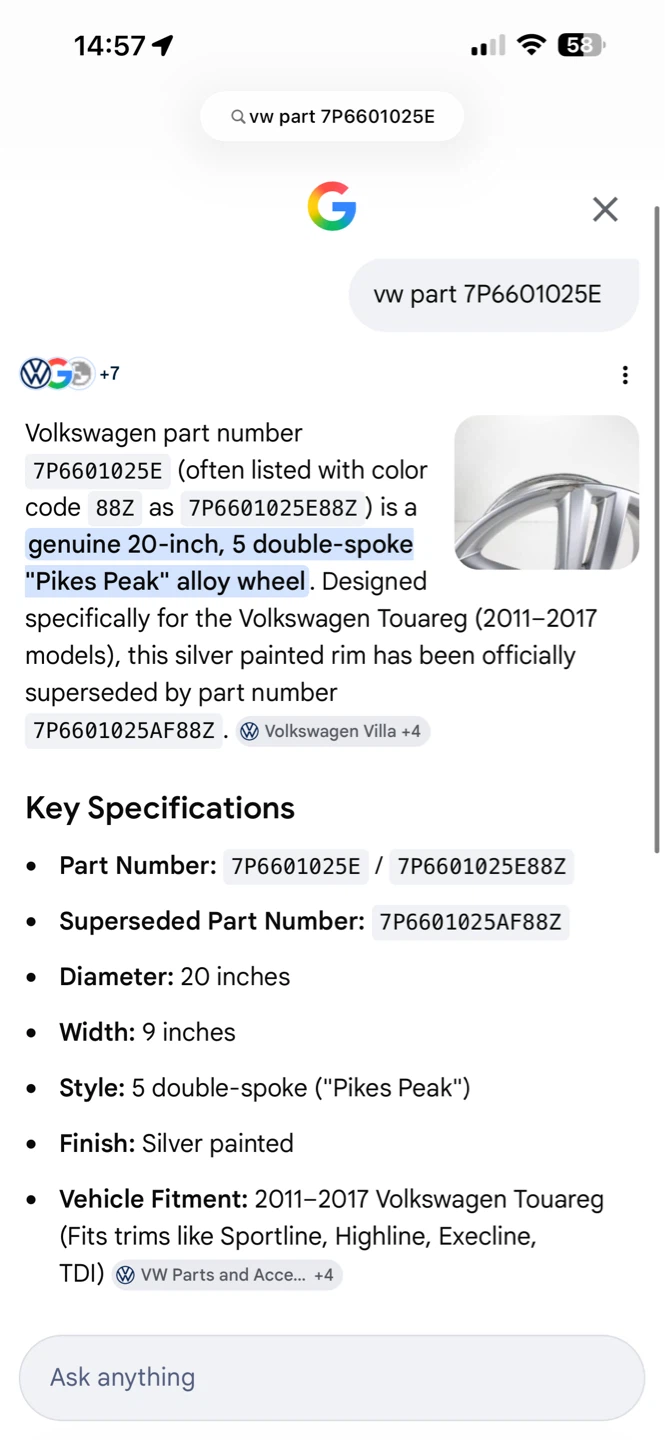 Set of 4 Volkswagen "Pikes Peak" 20-inch Alloy Rims - photo 5