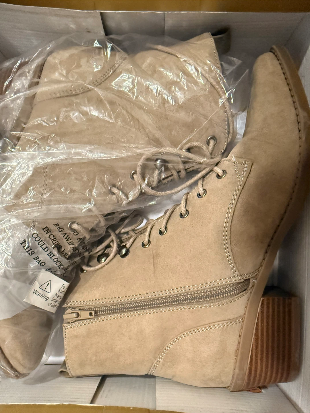 Women's Tan Lace-Up Ankle Boots - photo 5