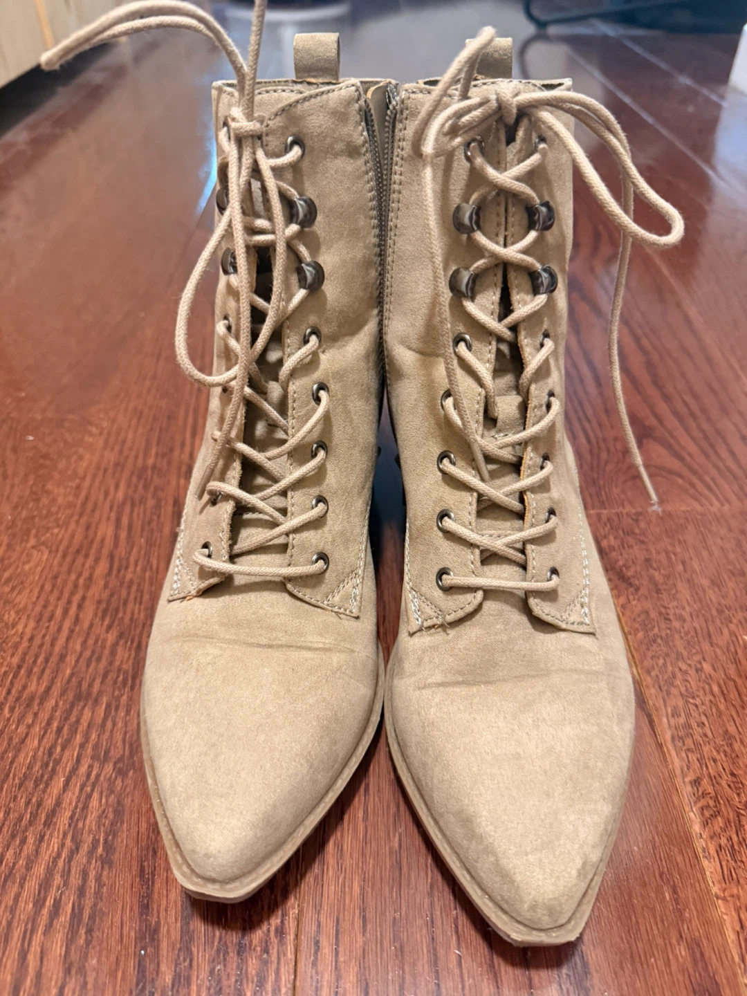 Women's Tan Lace-Up Ankle Boots
