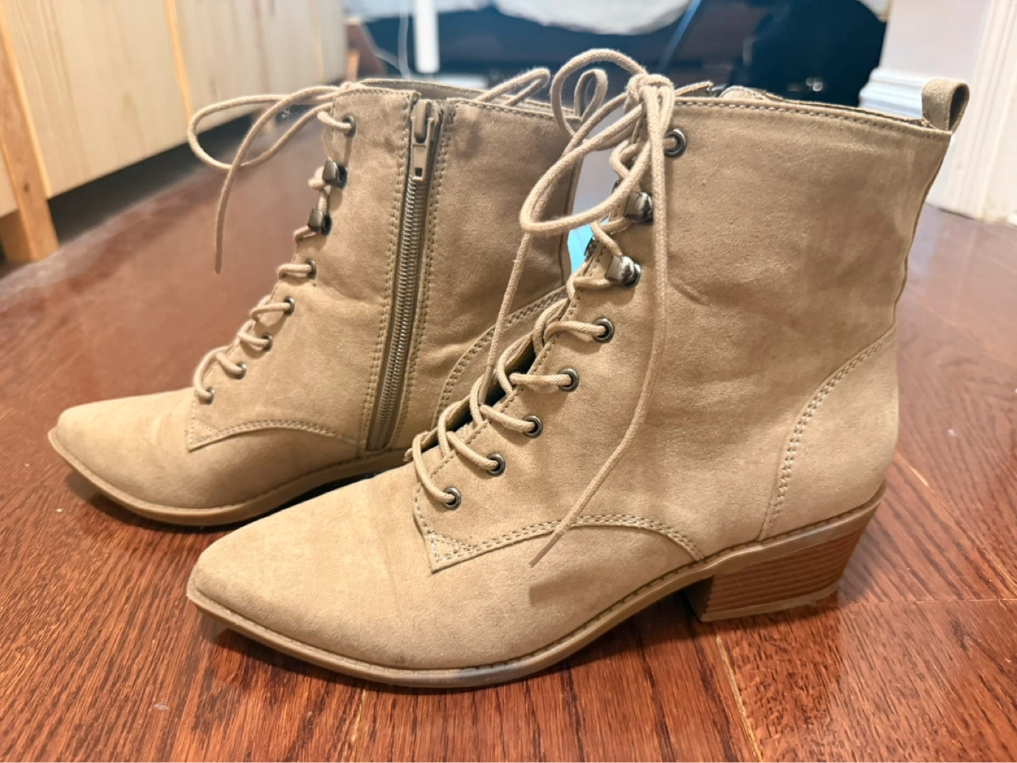 Women's Tan Lace-Up Ankle Boots - photo 2