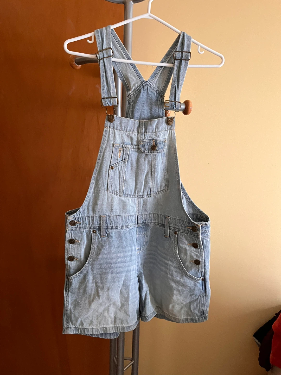 Denim Short Overalls - Light Wash - photo 2