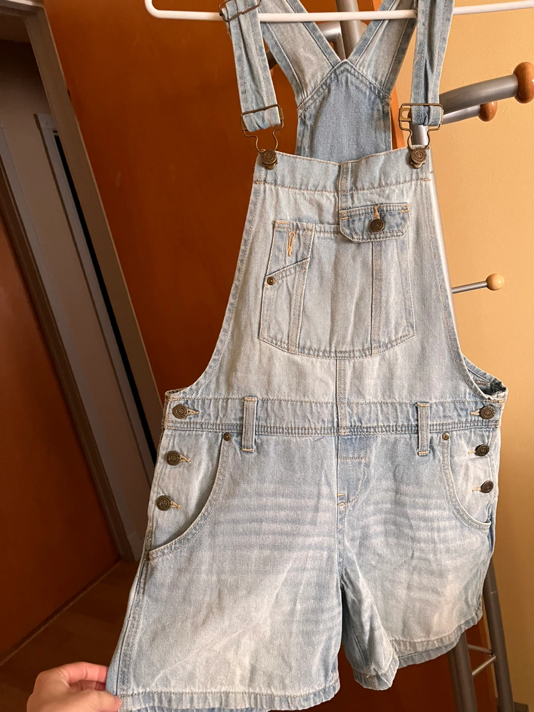 Denim Short Overalls - Light Wash