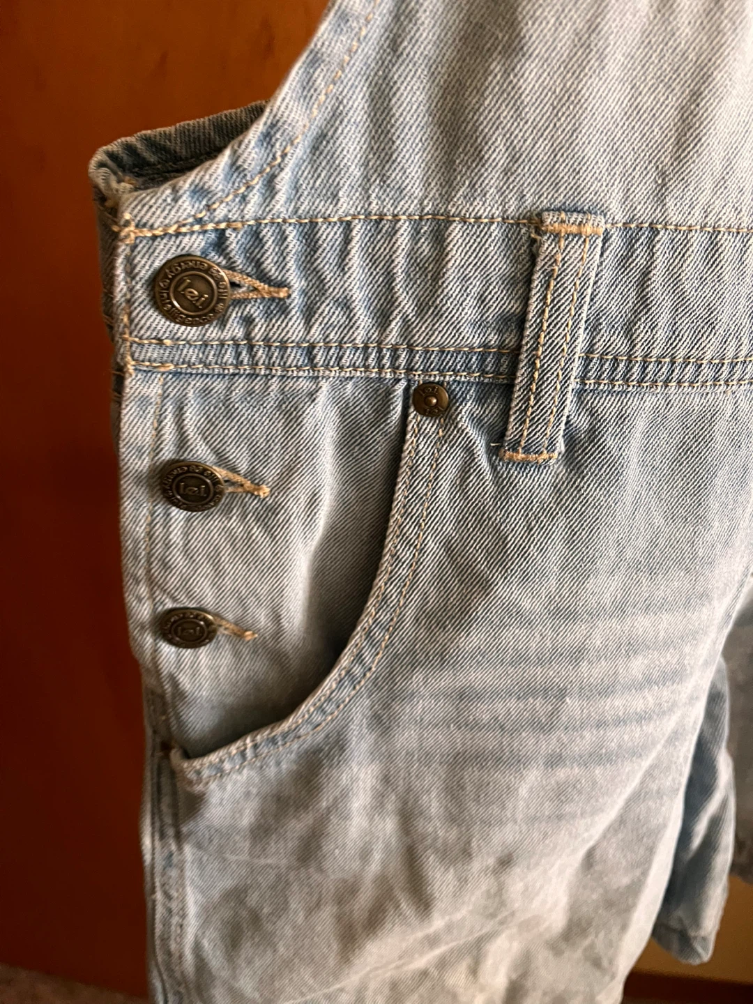 Denim Short Overalls - Light Wash - photo 4