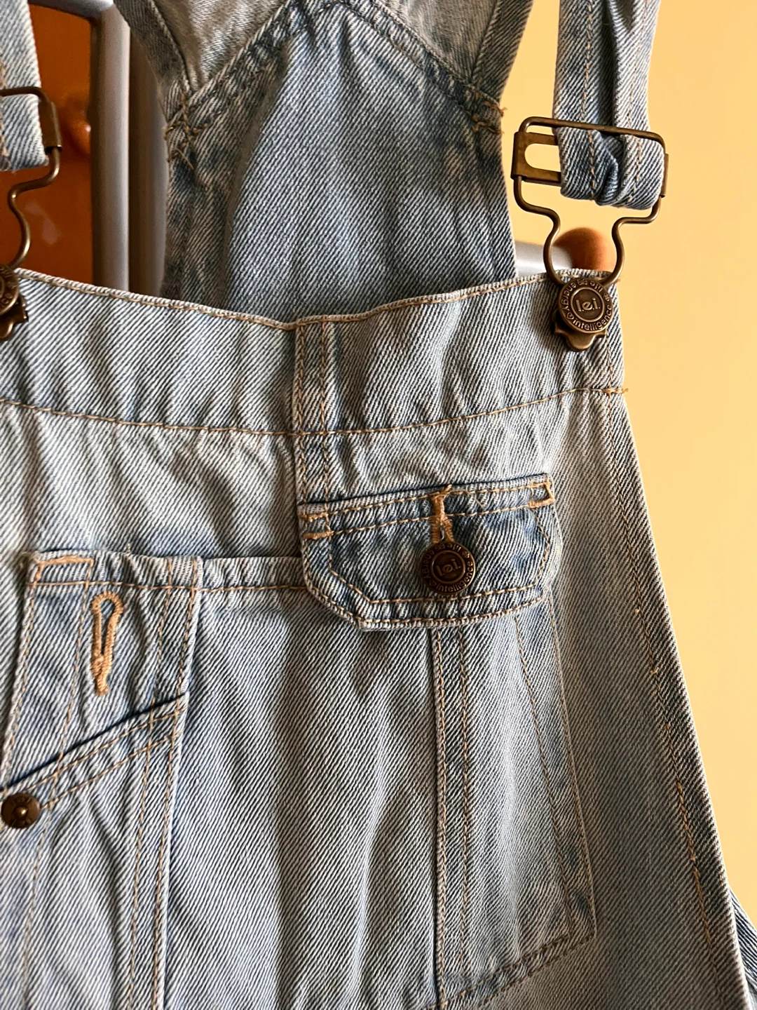 Denim Short Overalls - Light Wash - photo 3