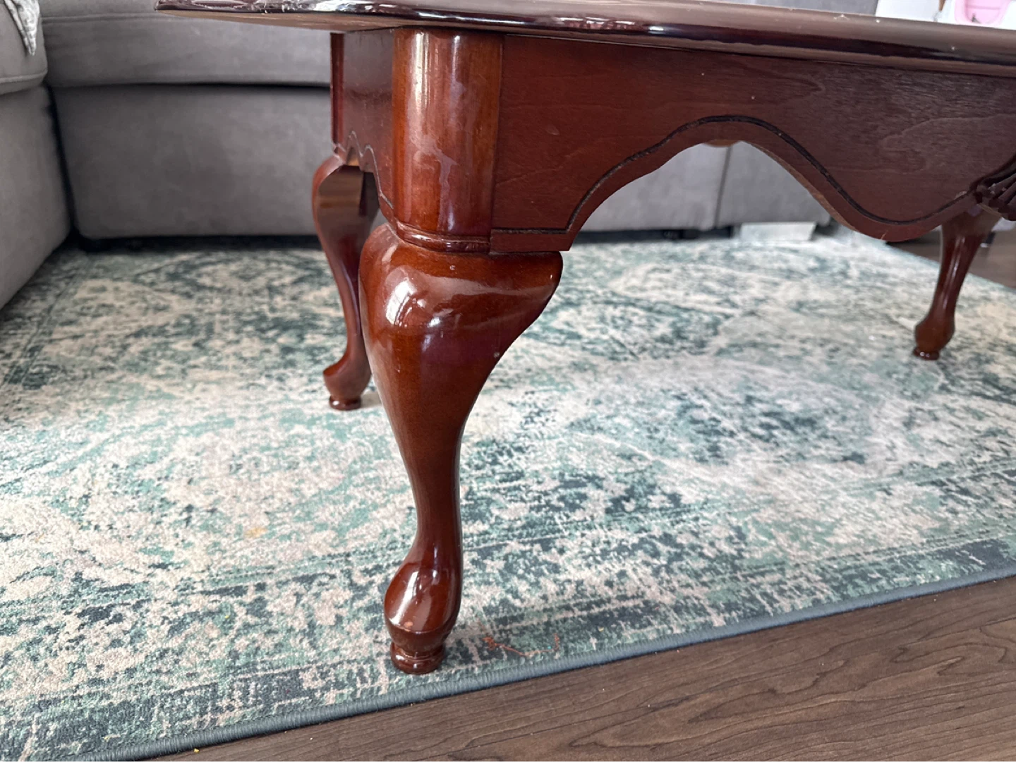 Dark Wood Oval Coffee Table - photo 2