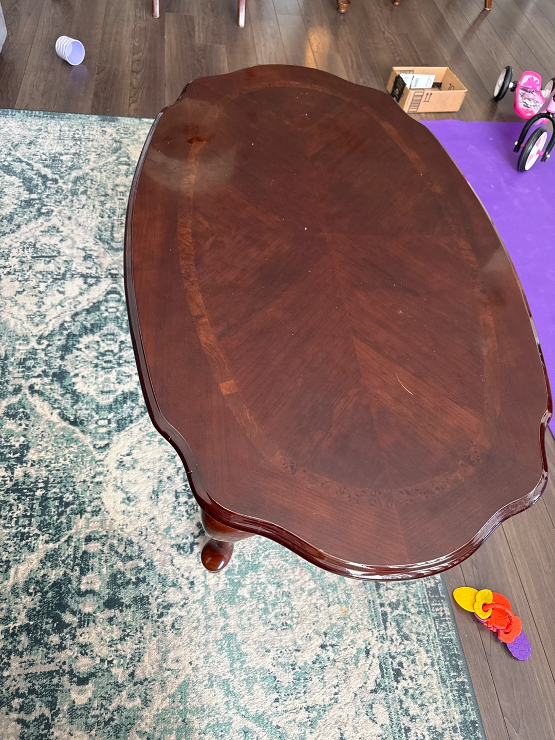 Dark Wood Oval Coffee Table - photo 3